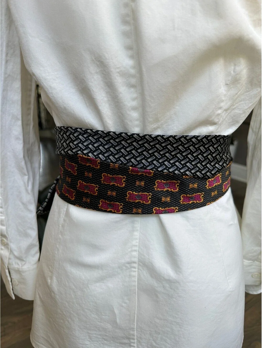 Upcycled Silk Necktie Obi Belt | Handmade Corset Style Belt | One-of-a-Kind | OS